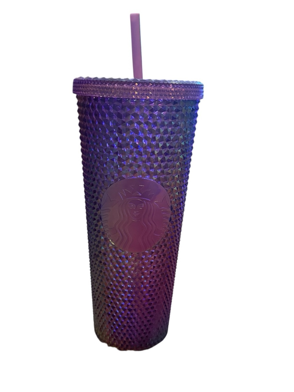 Starbucks 2022 NEW Purple Studded Oil Slick 24 Oz Iridescent Tumbler with Straw - Picture 2 of 6
